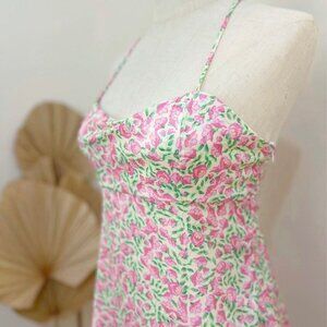 zara pink and green mini dress